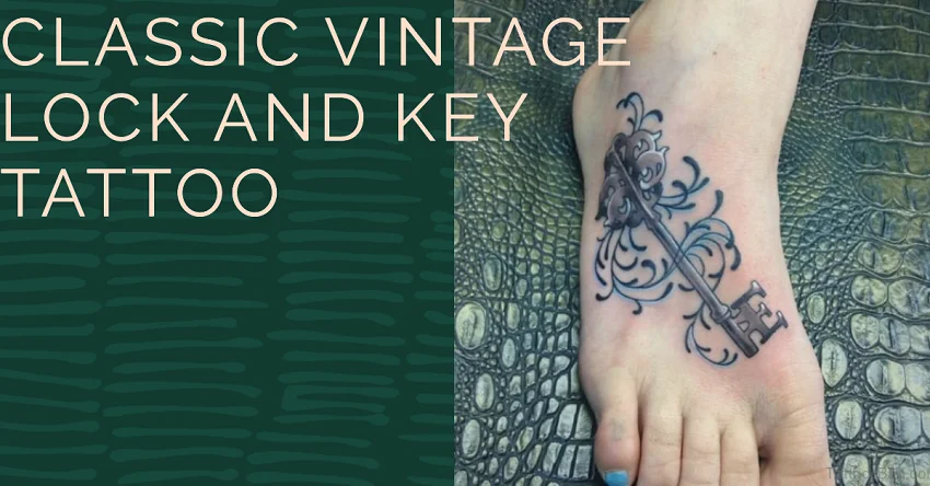 Classic Vintage Lock and Key tattoo